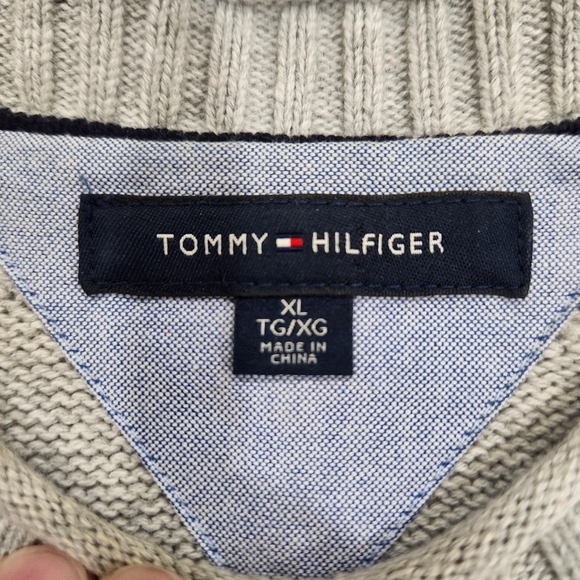 Tommy Hilfiger Sweater Mens XL Gray Roll Neck Knitted Pullover Fisherman - Picture 5 of 9